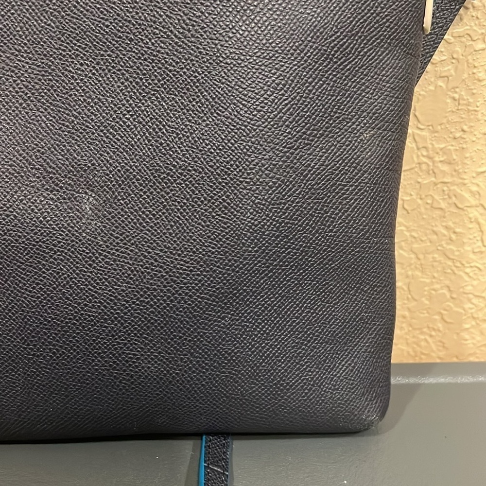 Coach Navy Crossgrain Leather Crossbody Bag Minimal Everyday Classic - Picture 12 of 15
